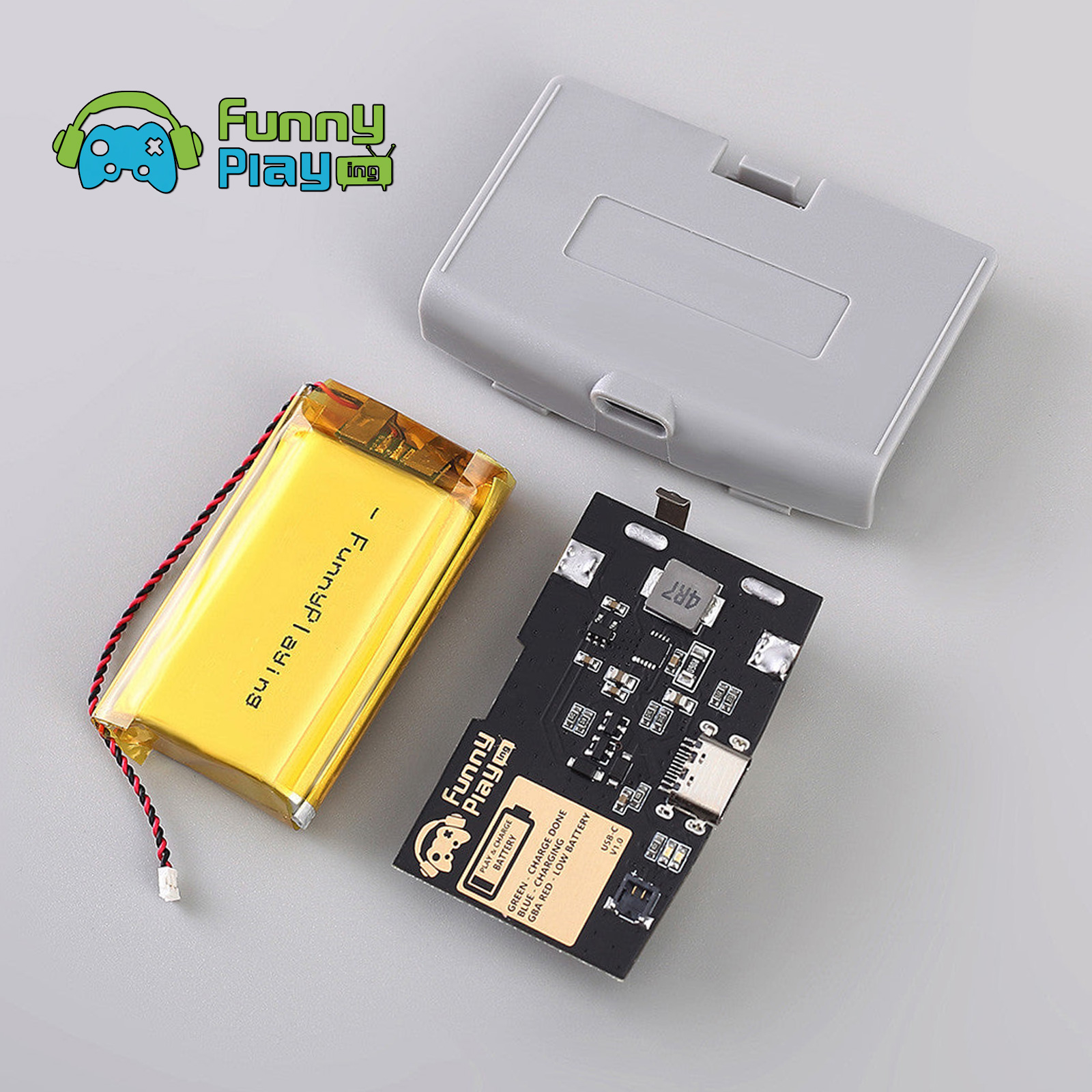 FunnyPlaying GBA Li-Ion Akku USB-C Modul mit Batteriedeckel GameBoy Advance - Bild 11 von 30