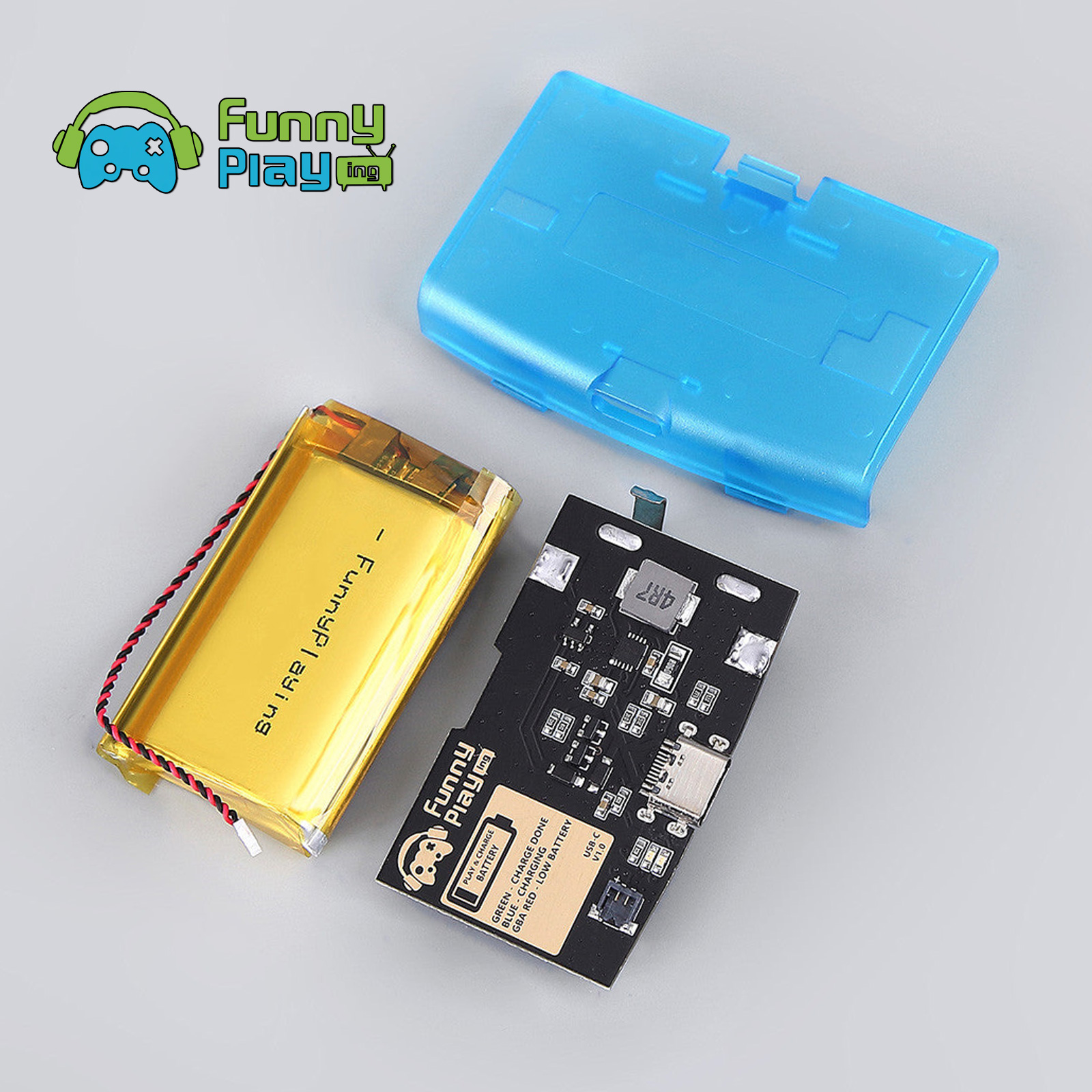 FunnyPlaying GBA Li-Ion Akku USB-C Modul mit Batteriedeckel GameBoy Advance - Bild 21 von 30