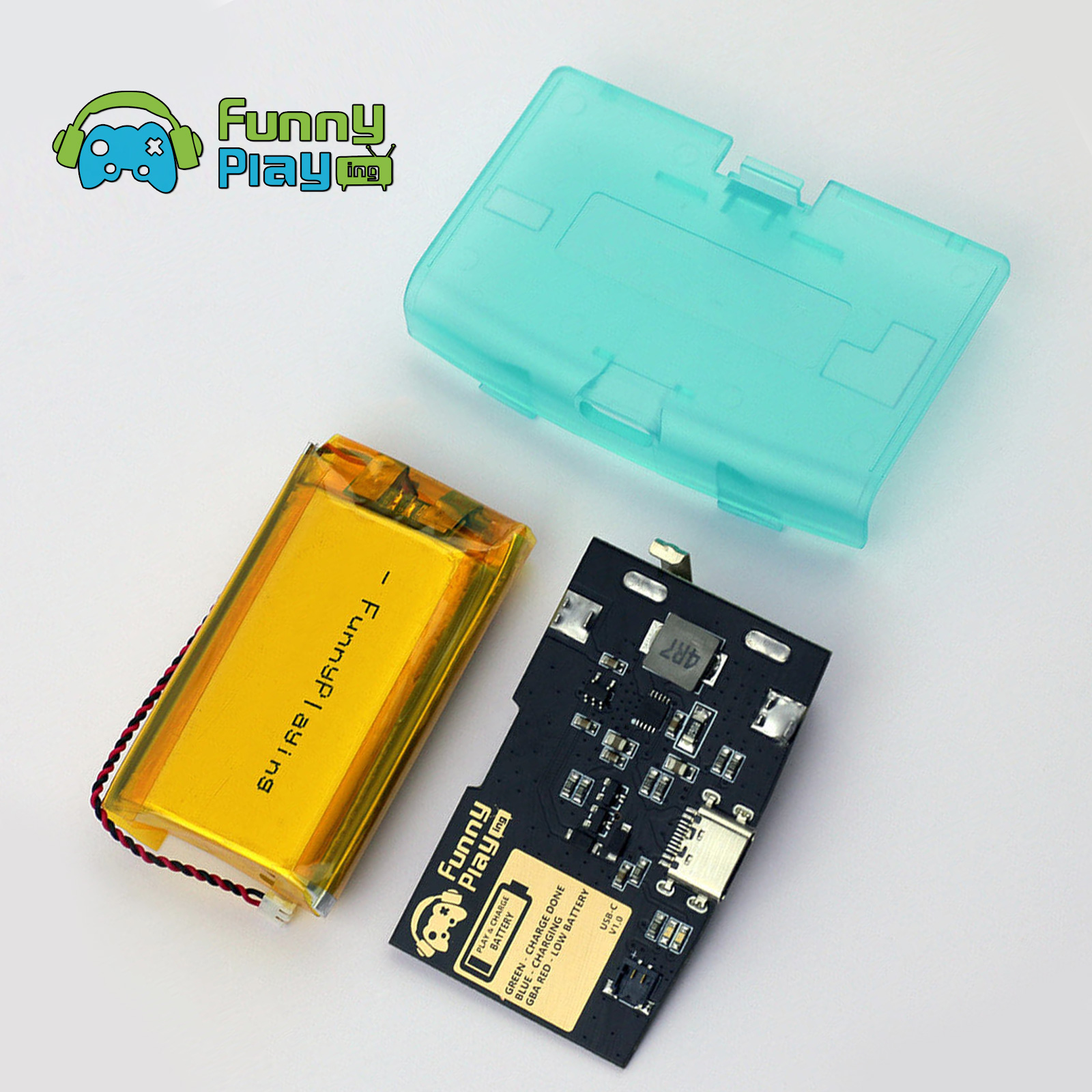 FunnyPlaying GBA Li-Ion Akku USB-C Modul mit Batteriedeckel GameBoy Advance - Bild 25 von 30