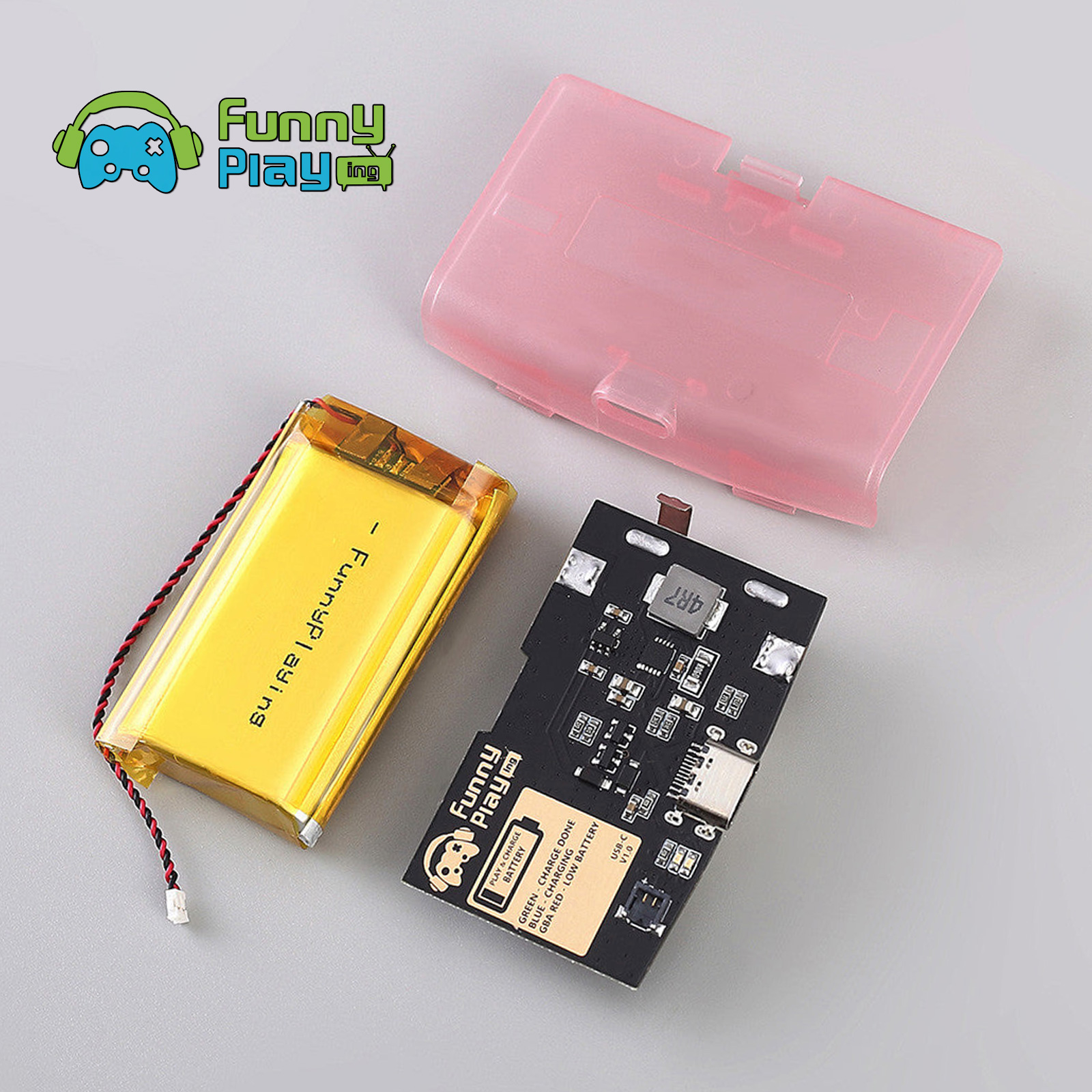 FunnyPlaying GBA Li-Ion Akku USB-C Modul mit Batteriedeckel GameBoy Advance - Bild 28 von 30