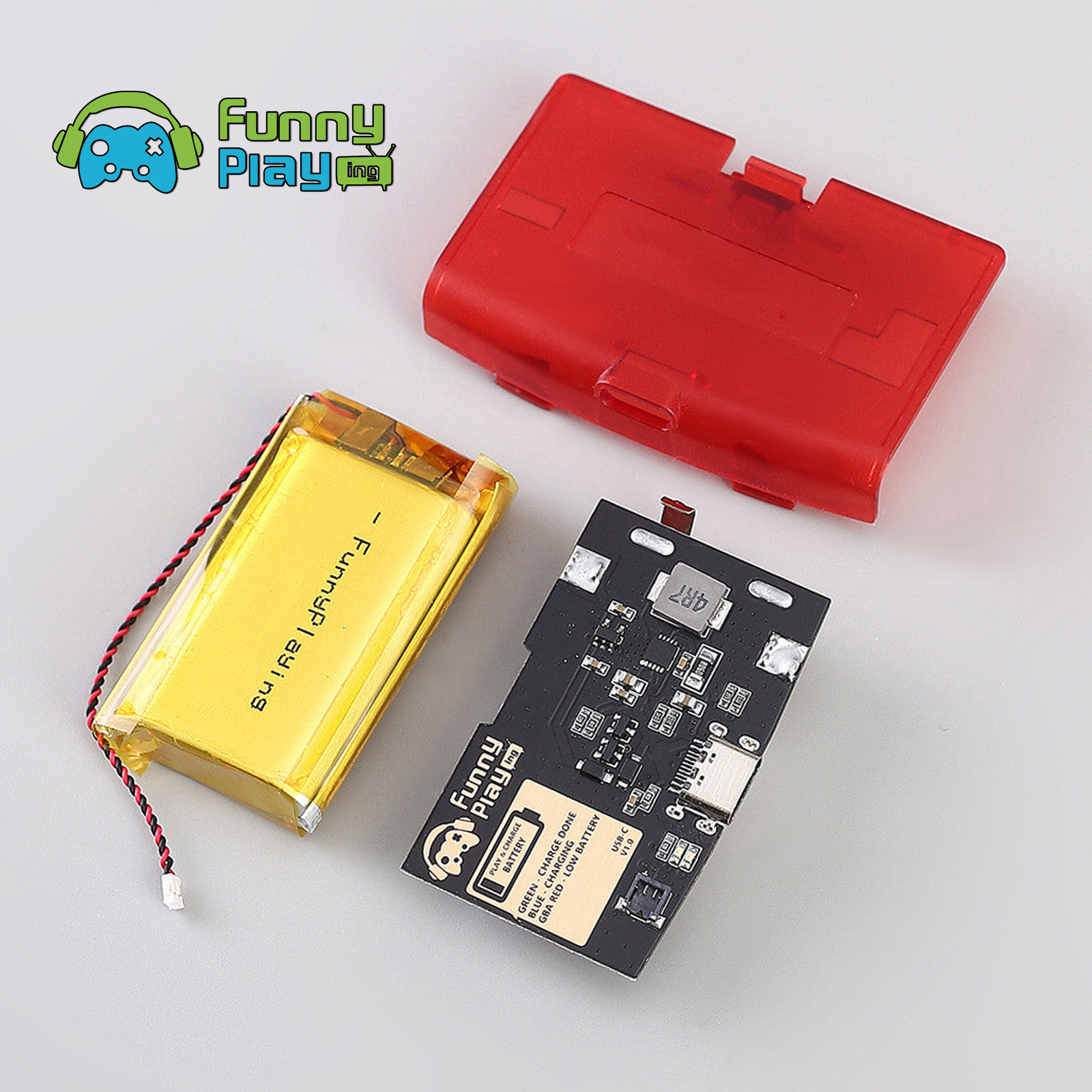 FunnyPlaying GBA Li-Ion Akku USB-C Modul mit Batteriedeckel GameBoy Advance - Bild 27 von 30