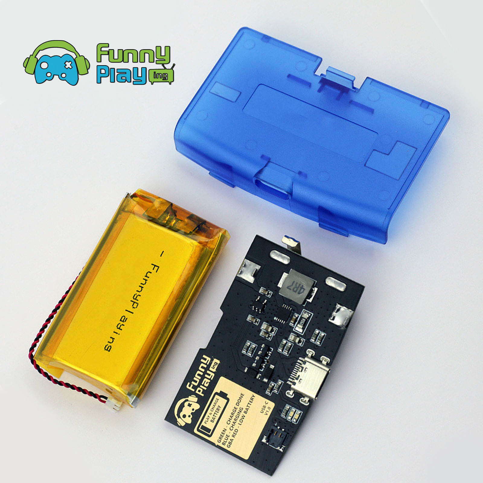 FunnyPlaying GBA Li-Ion Akku USB-C Modul mit Batteriedeckel GameBoy Advance - Bild 22 von 30