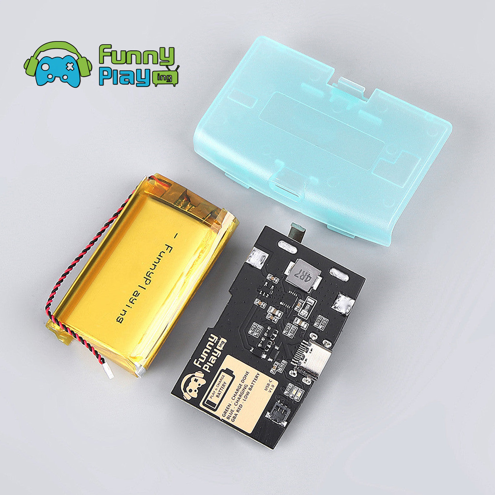 FunnyPlaying GBA Li-Ion Akku USB-C Modul mit Batteriedeckel GameBoy Advance - Bild 30 von 30