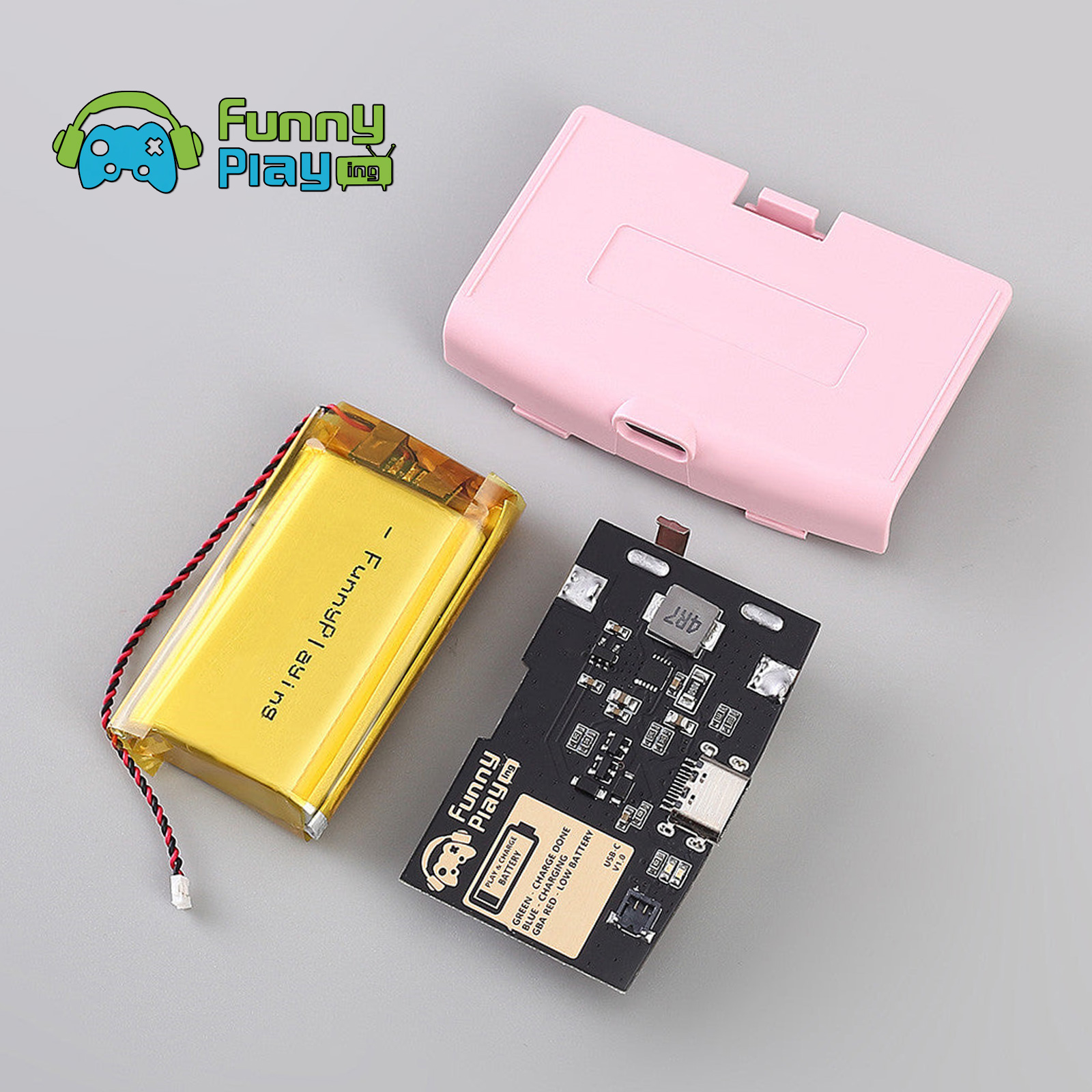 FunnyPlaying GBA Li-Ion Akku USB-C Modul mit Batteriedeckel GameBoy Advance - Bild 16 von 30
