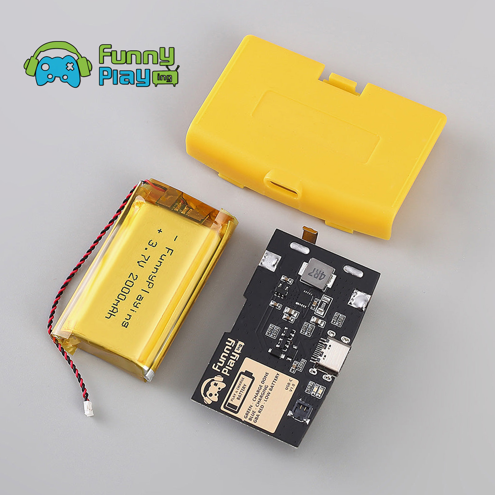 FunnyPlaying GBA Li-Ion Akku USB-C Modul mit Batteriedeckel GameBoy Advance - Bild 15 von 30