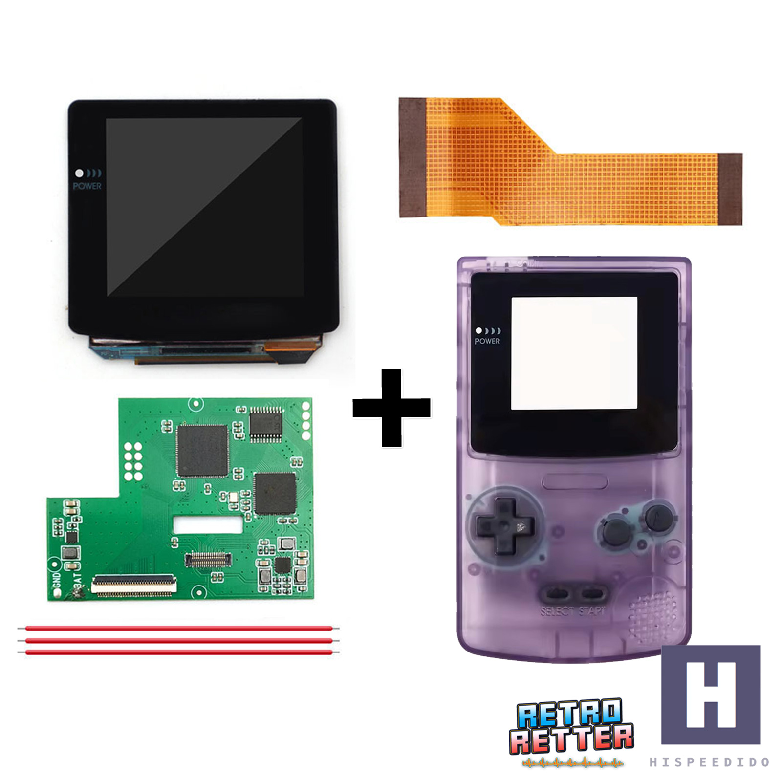 Juego HISPEDIDO GBC AMOLED + Carcasa Laminada OSD Q10 XXL Pantalla Gameboy Color - Imagen 32 de 35