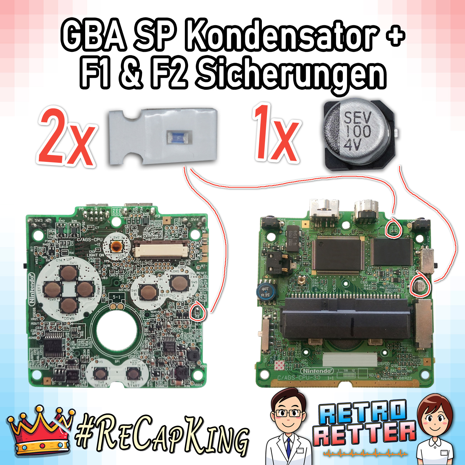 GAME BOY Kondensatoren & Sicherungen Set - Classic, DMG, GBP, GBC, GBA, GBA SP - Bild 22 von 22