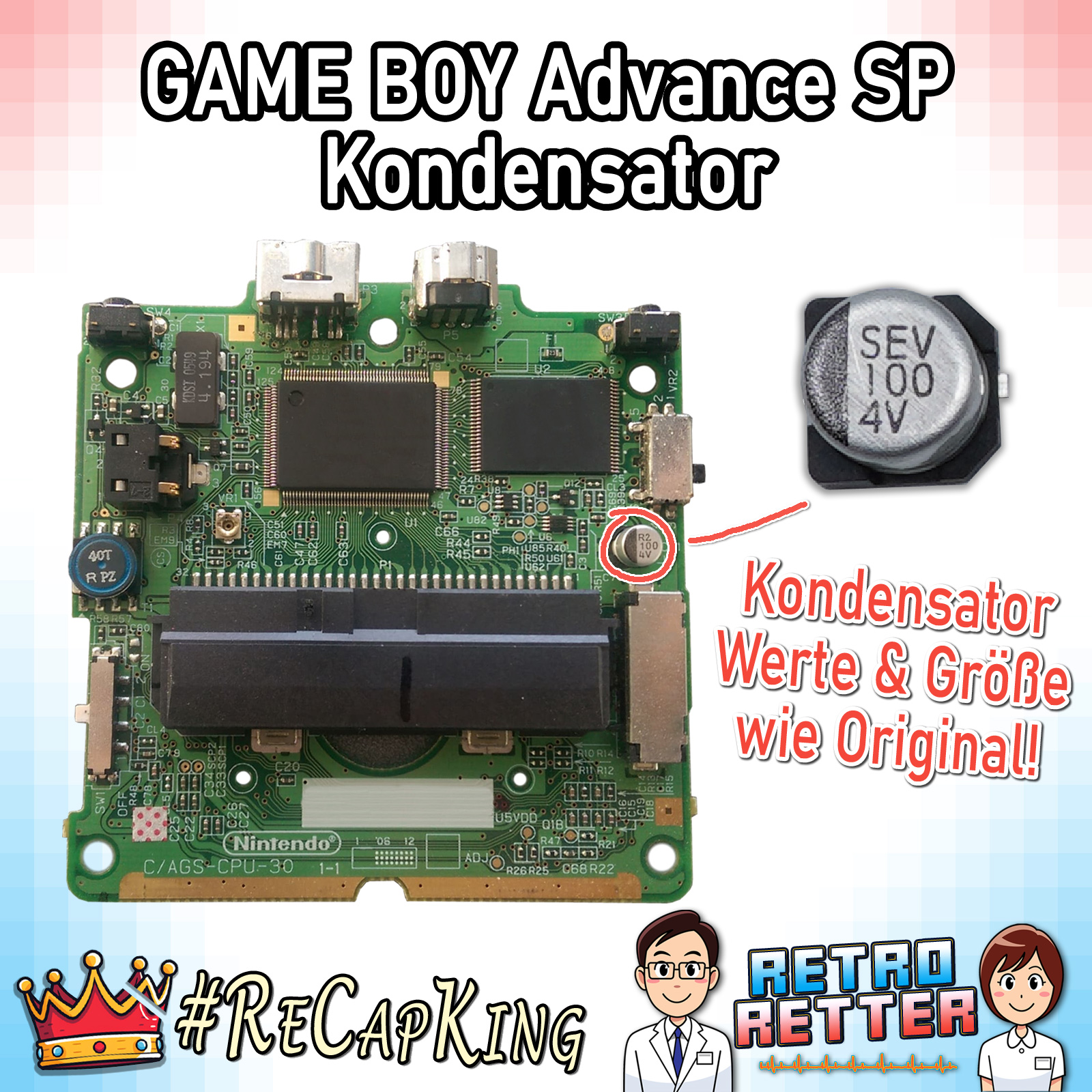 GAME BOY Kondensatoren & Sicherungen Set - Classic, DMG, GBP, GBC, GBA, GBA SP - Bild 20 von 22