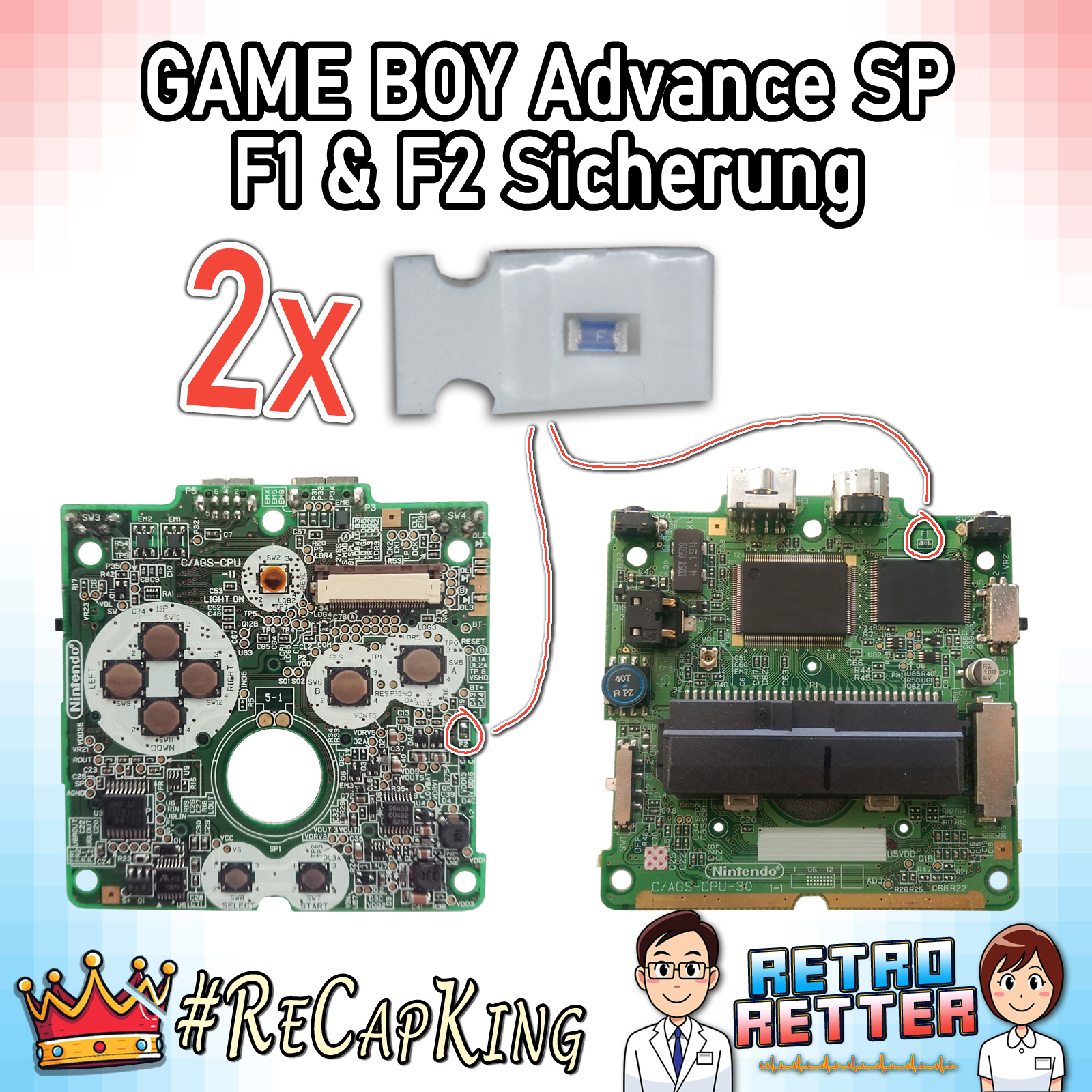 GAME BOY Kondensatoren & Sicherungen Set - Classic, DMG, GBP, GBC, GBA, GBA SP - Bild 21 von 22