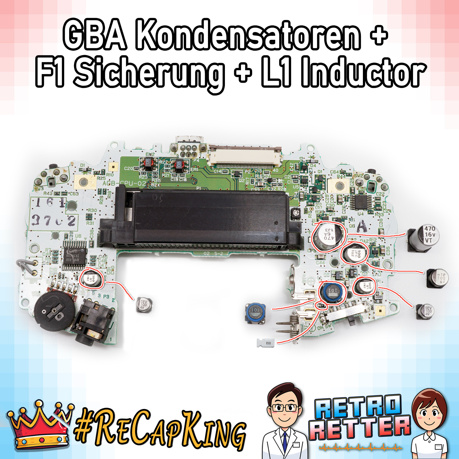 GAME BOY Kondensatoren & Sicherungen Set - Classic, DMG, GBP, GBC, GBA, GBA SP - Bild 19 von 22