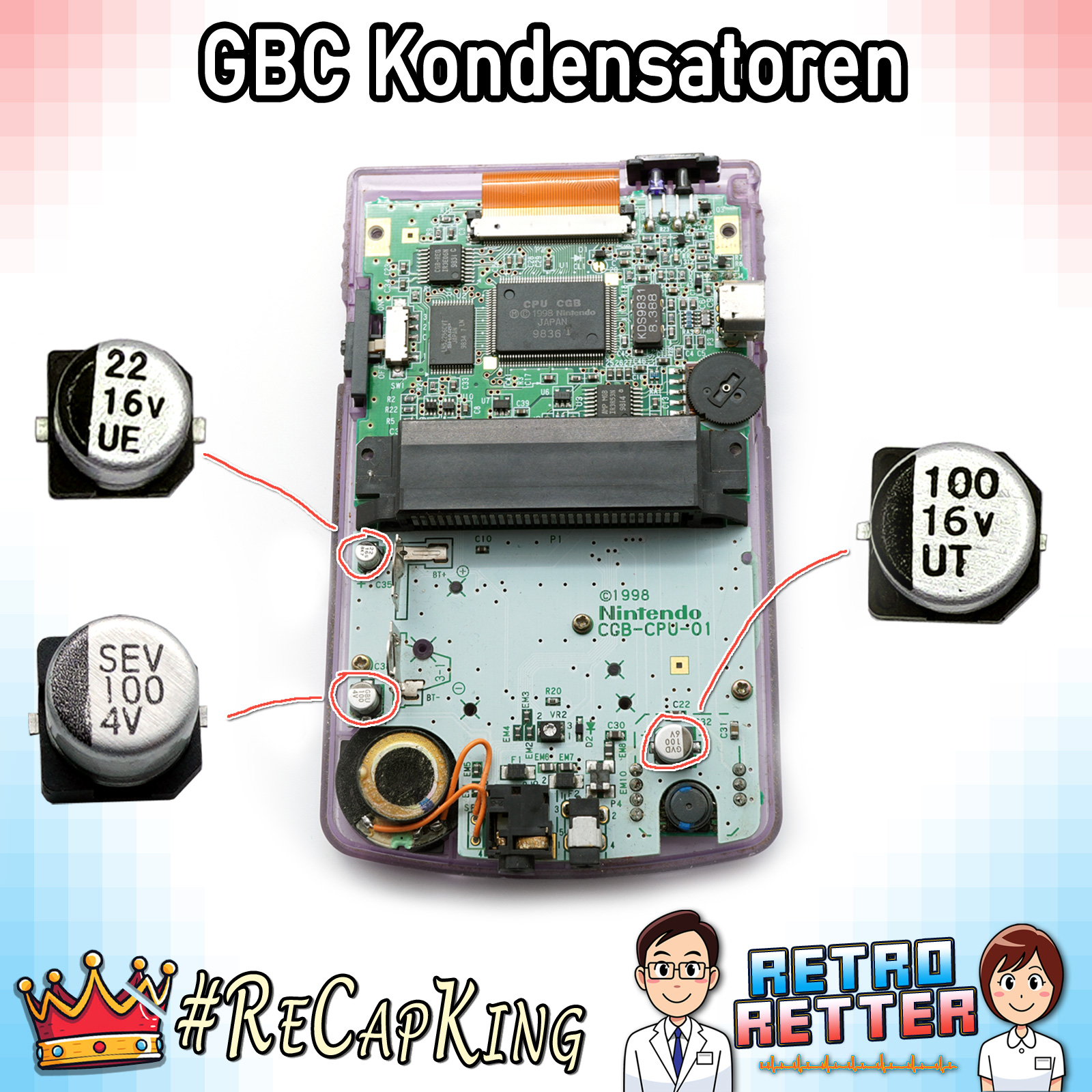 GAME BOY Kondensatoren & Sicherungen Set - Classic, DMG, GBP, GBC, GBA, GBA SP - Bild 14 von 22