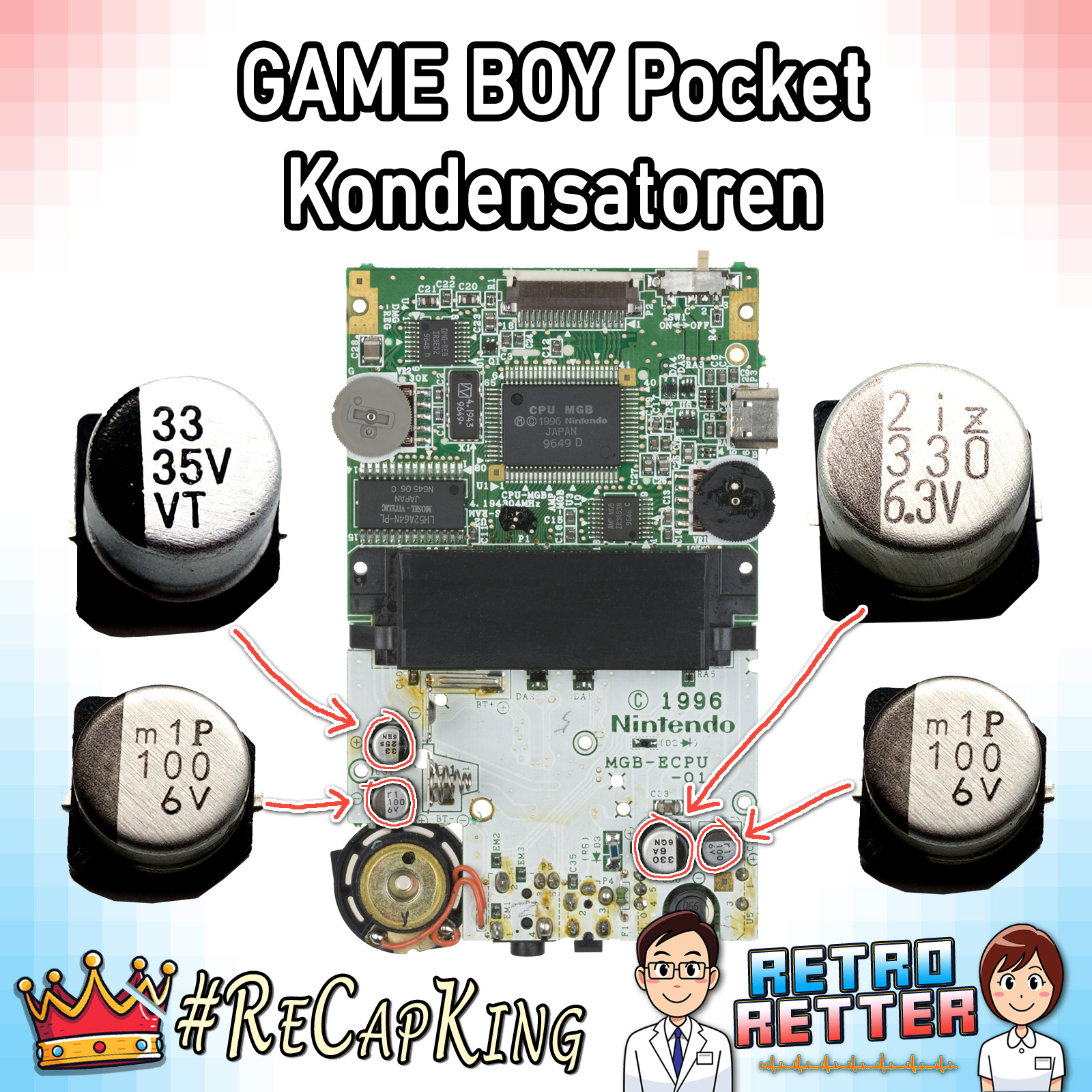 GAME BOY Kondensatoren & Sicherungen Set - Classic, DMG, GBP, GBC, GBA, GBA SP - Bild 10 von 22