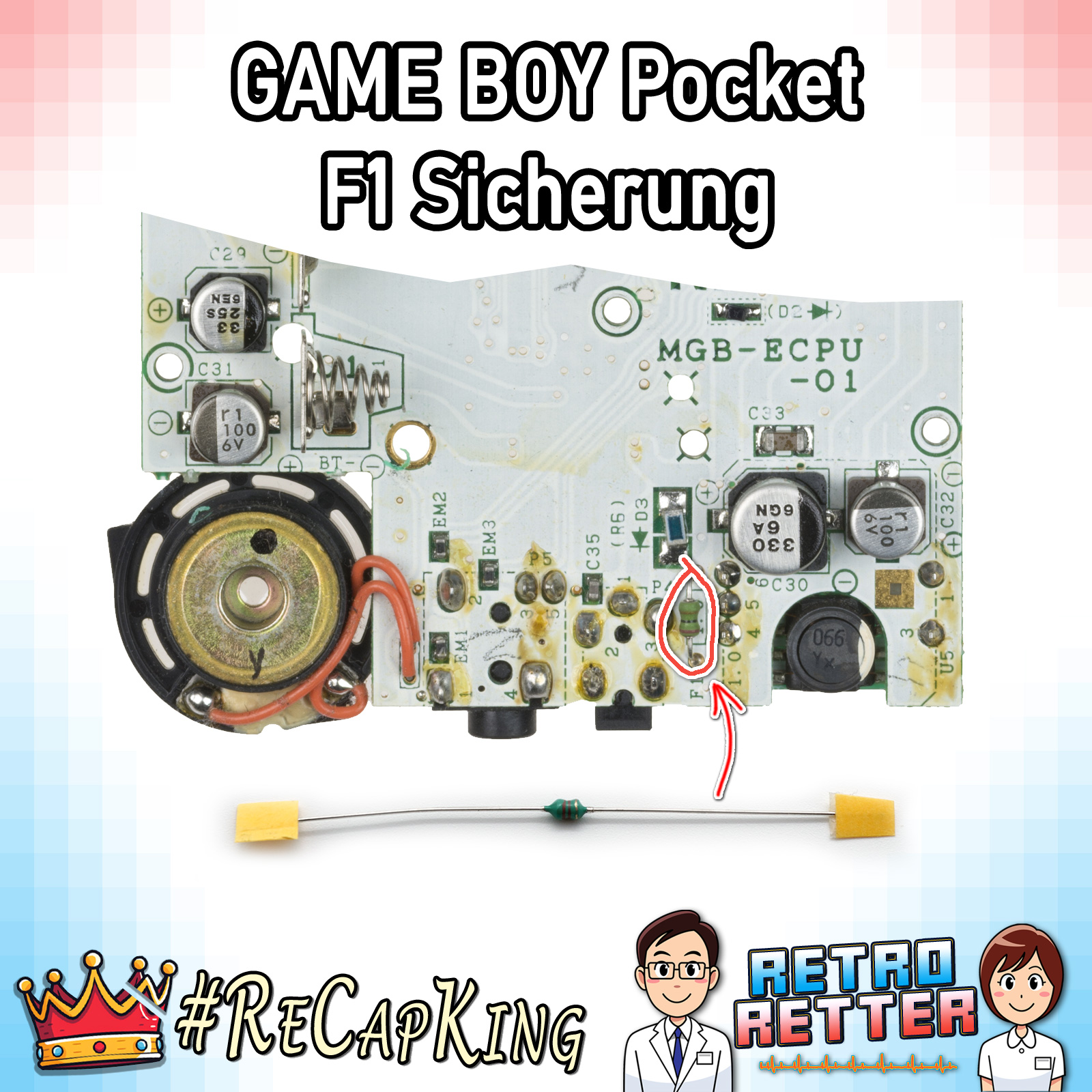 GAME BOY Kondensatoren & Sicherungen Set - Classic, DMG, GBP, GBC, GBA, GBA SP - Bild 12 von 22