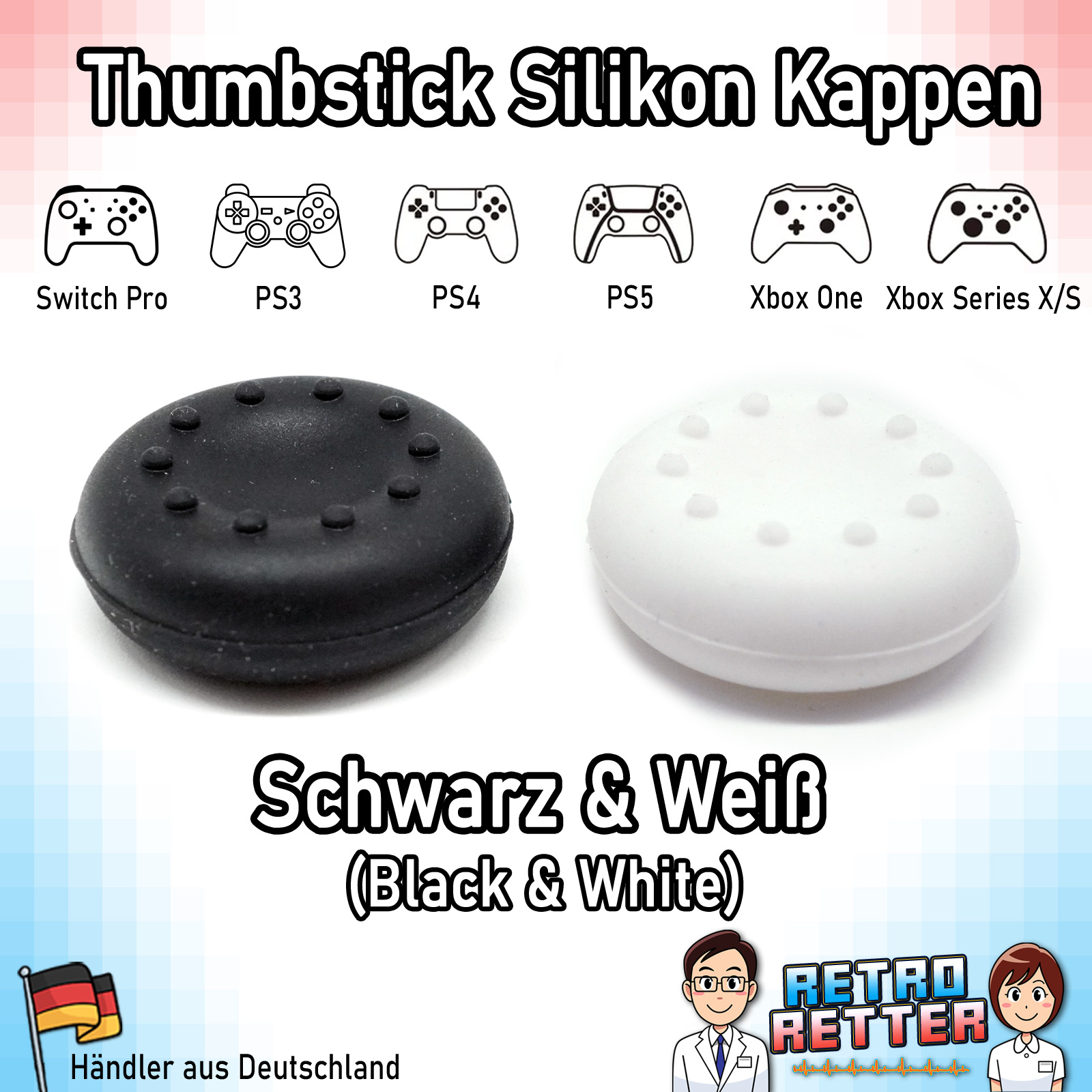 2x Tapas Thumbstick PS5 PS4 PS3 Xbox X Switch Pro Controlador Grip Cap Juego de goma - Imagen 17 de 29