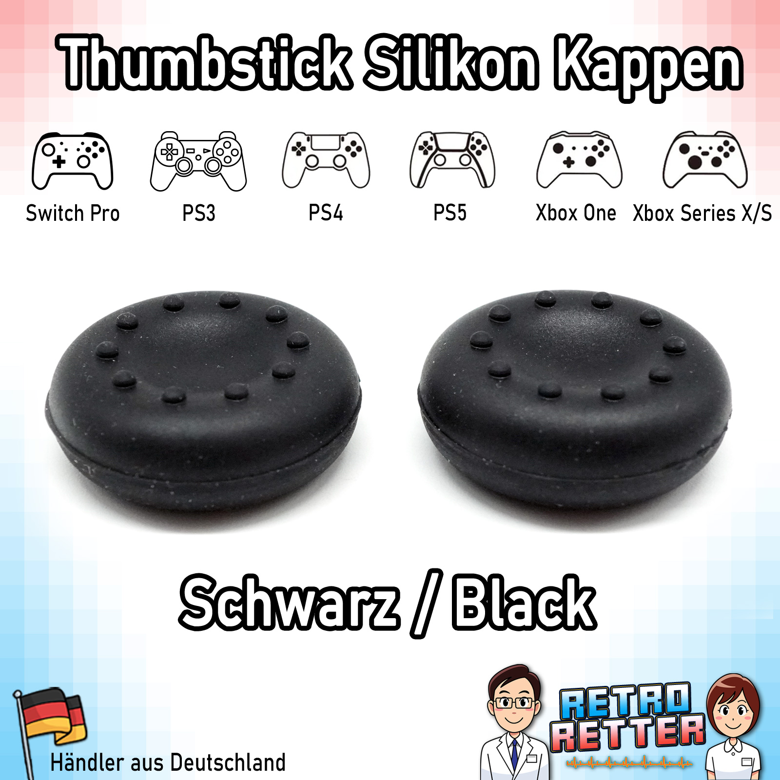 2x Tapas Thumbstick PS5 PS4 PS3 Xbox X Switch Pro Controlador Grip Cap Juego de goma - Imagen 5 de 29