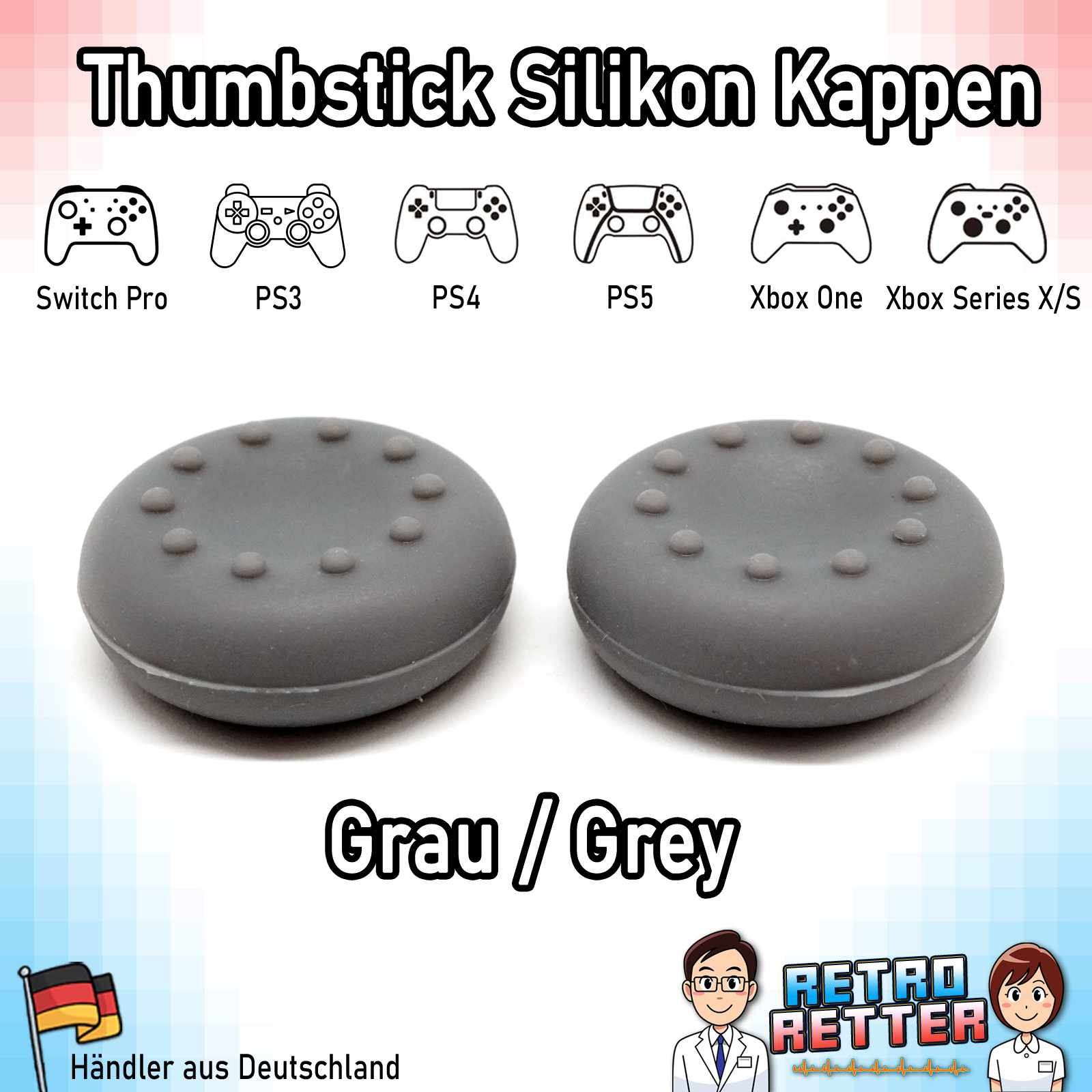 2x Tapas Thumbstick PS5 PS4 PS3 Xbox X Switch Pro Controlador Grip Cap Juego de goma - Imagen 7 de 29