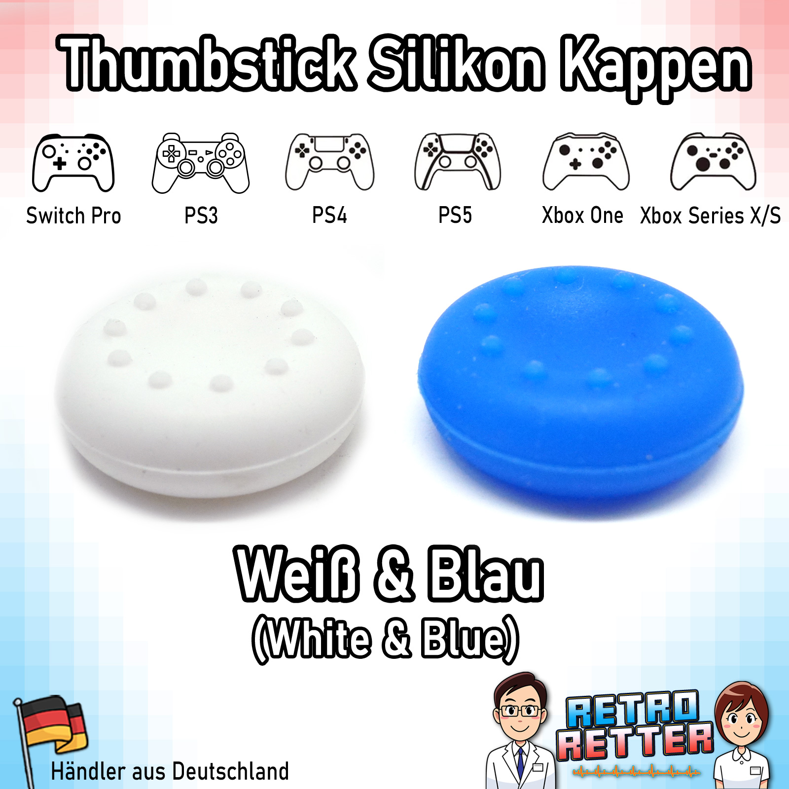 2x Tapas Thumbstick PS5 PS4 PS3 Xbox X Switch Pro Controlador Grip Cap Juego de goma - Imagen 22 de 29