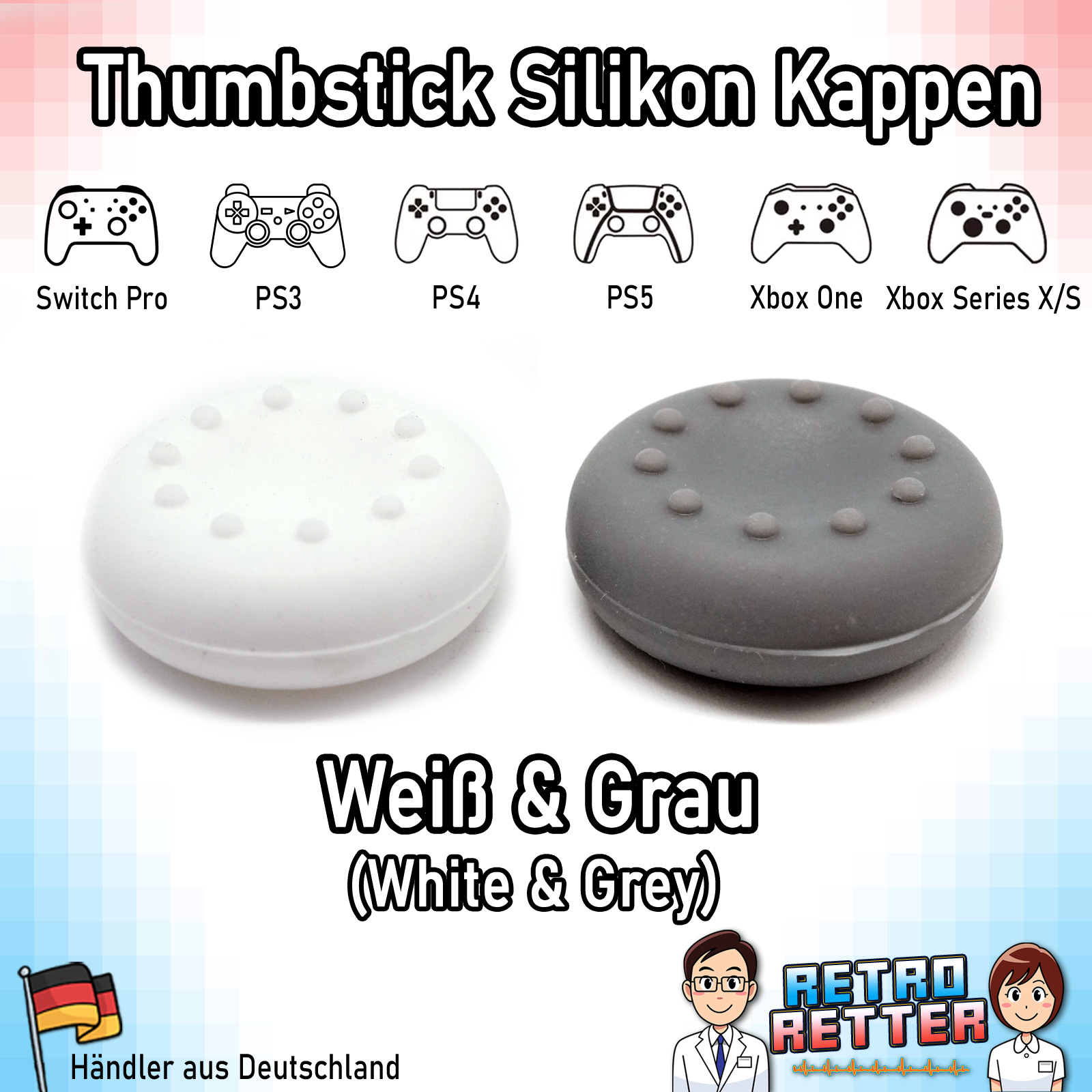 2x Tapas Thumbstick PS5 PS4 PS3 Xbox X Switch Pro Controlador Grip Cap Juego de goma - Imagen 24 de 29