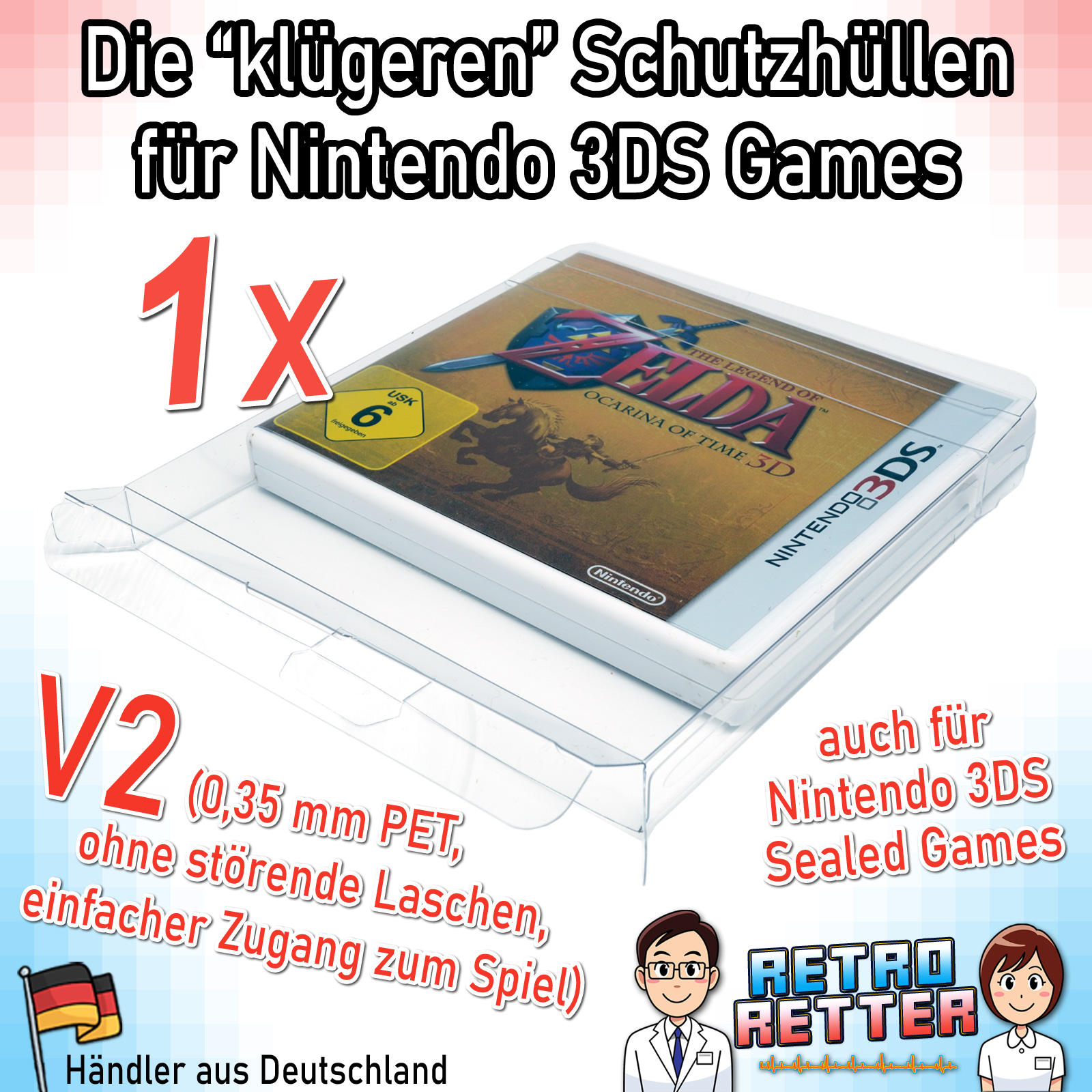 Schutzhüllen 3DS Spiele OVP V2 0,35 mm Nintendo Game Box Protector Case PET - Bild 11 von 17