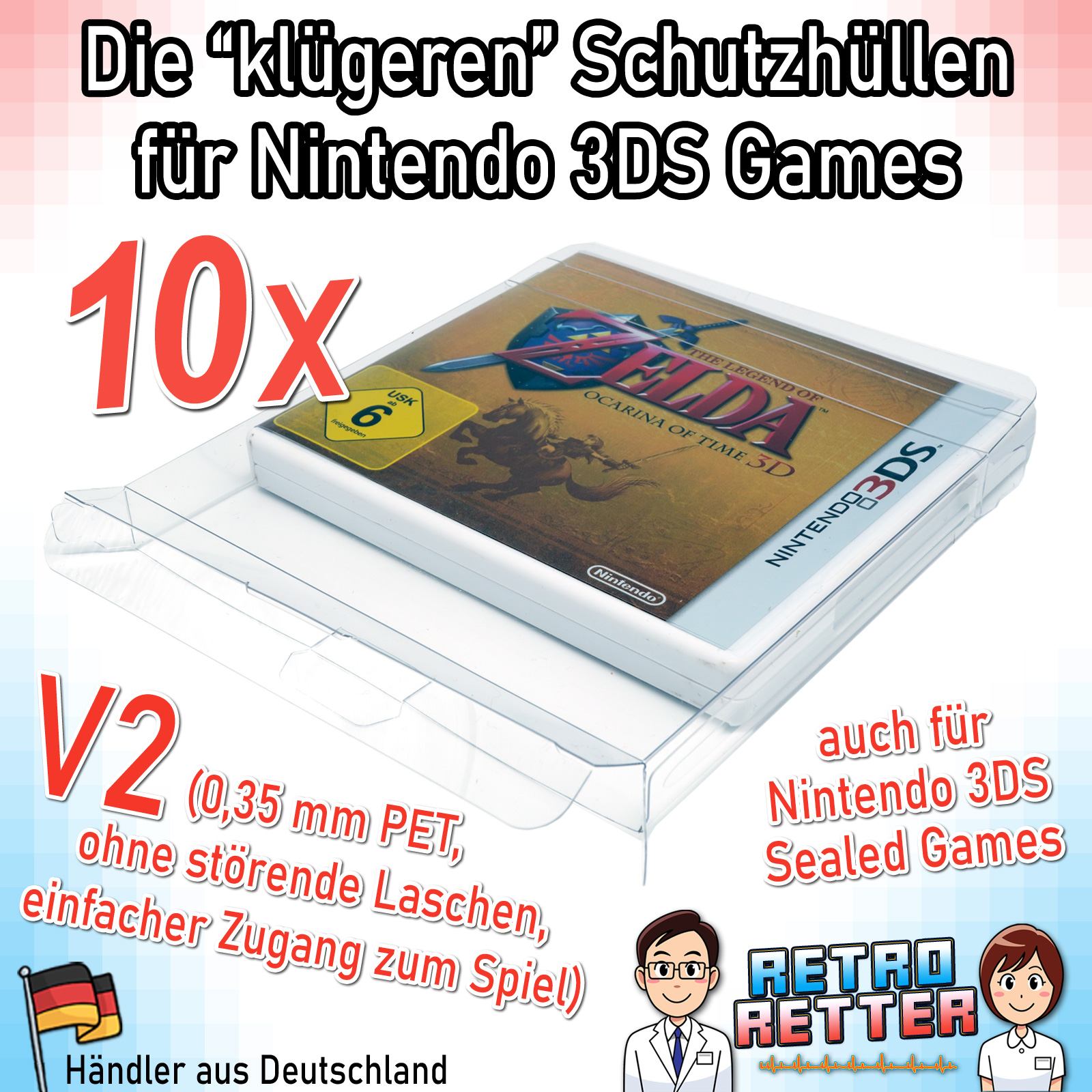 Schutzhüllen 3DS Spiele OVP V2 0,35 mm Nintendo Game Box Protector Case PET - Bild 13 von 17