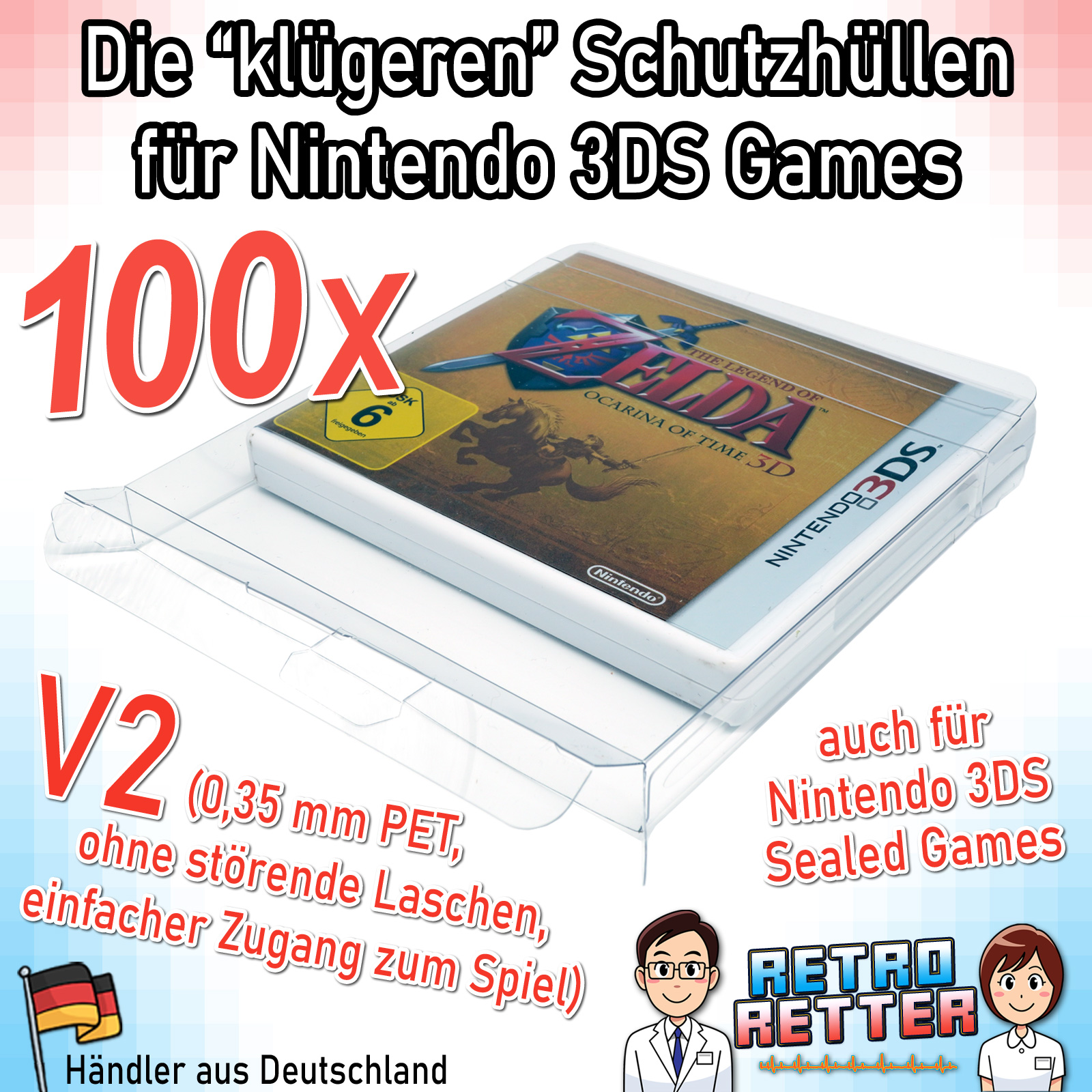Schutzhüllen 3DS Spiele OVP V2 0,35 mm Nintendo Game Box Protector Case PET - Bild 16 von 17