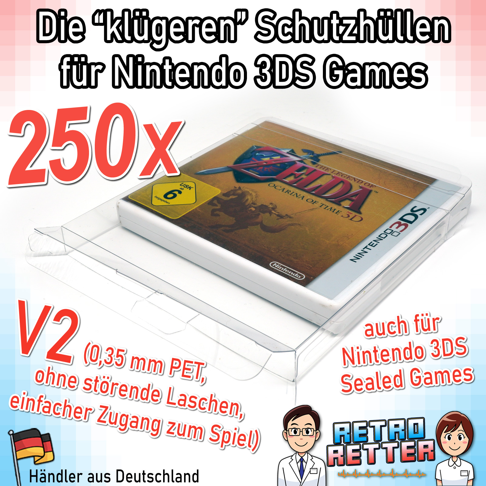 Schutzhüllen 3DS Spiele OVP V2 0,35 mm Nintendo Game Box Protector Case PET - Bild 17 von 17