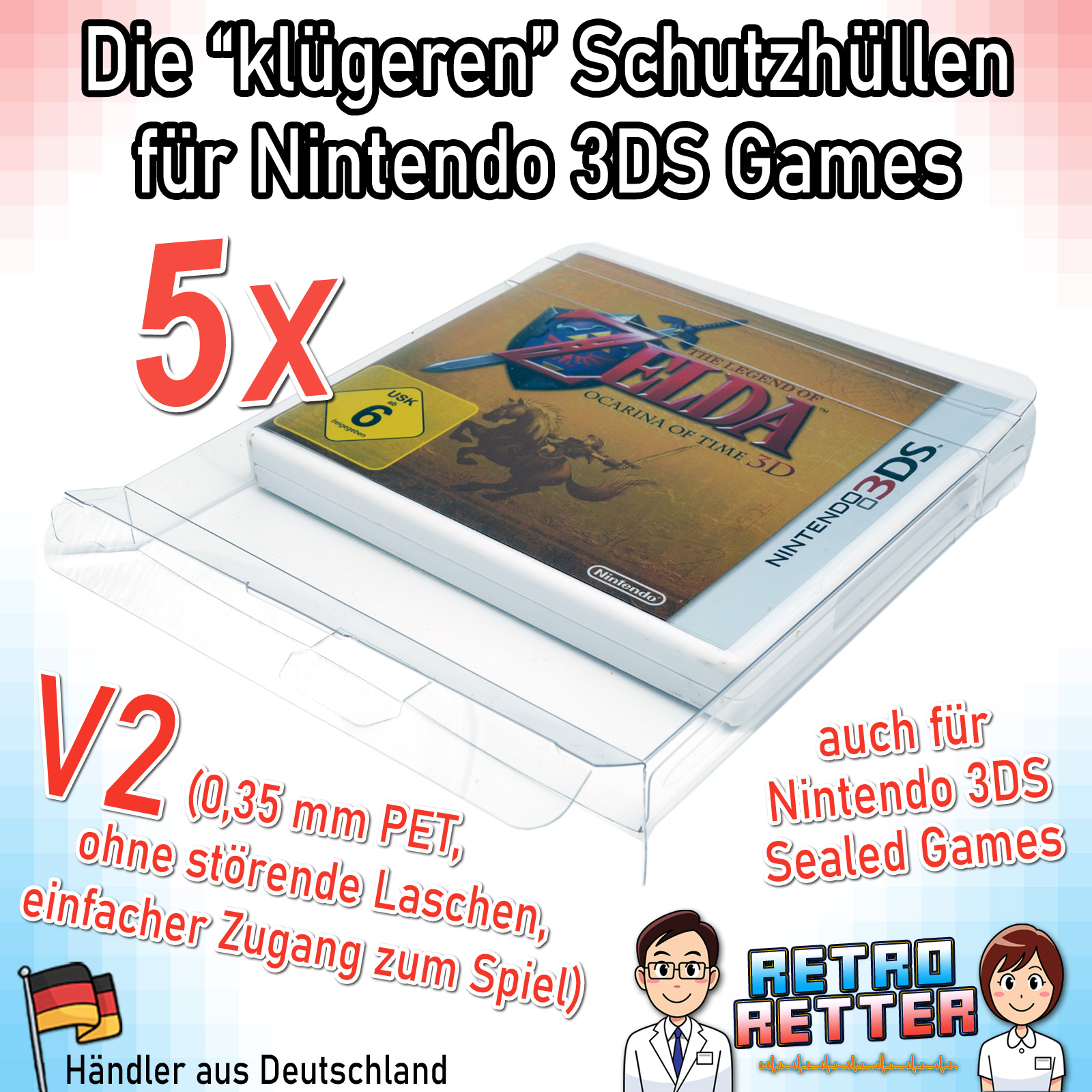 Schutzhüllen 3DS Spiele OVP V2 0,35 mm Nintendo Game Box Protector Case PET - Bild 12 von 17