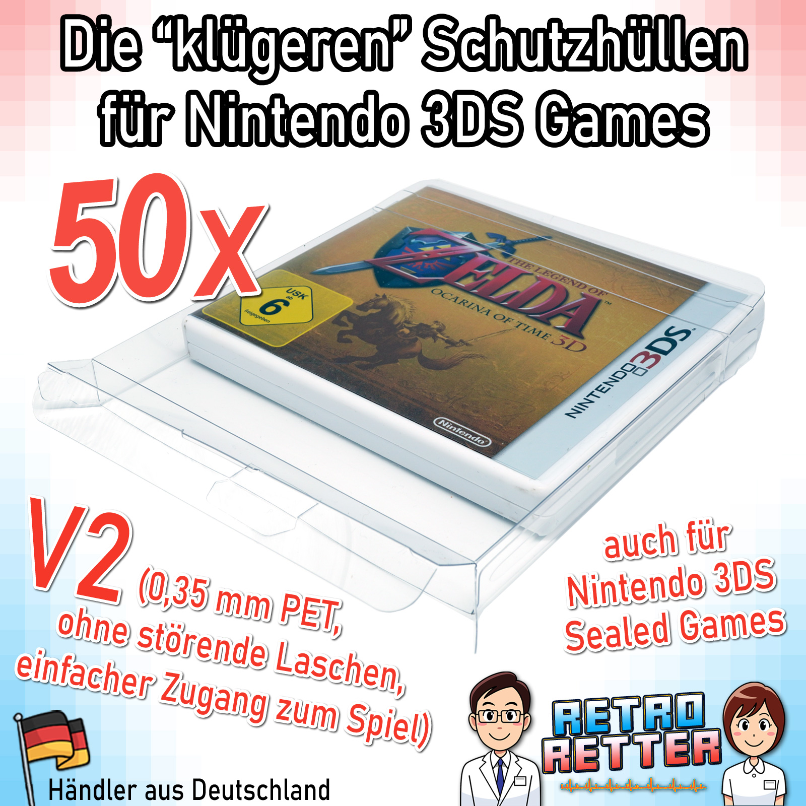Schutzhüllen 3DS Spiele OVP V2 0,35 mm Nintendo Game Box Protector Case PET - Bild 15 von 17